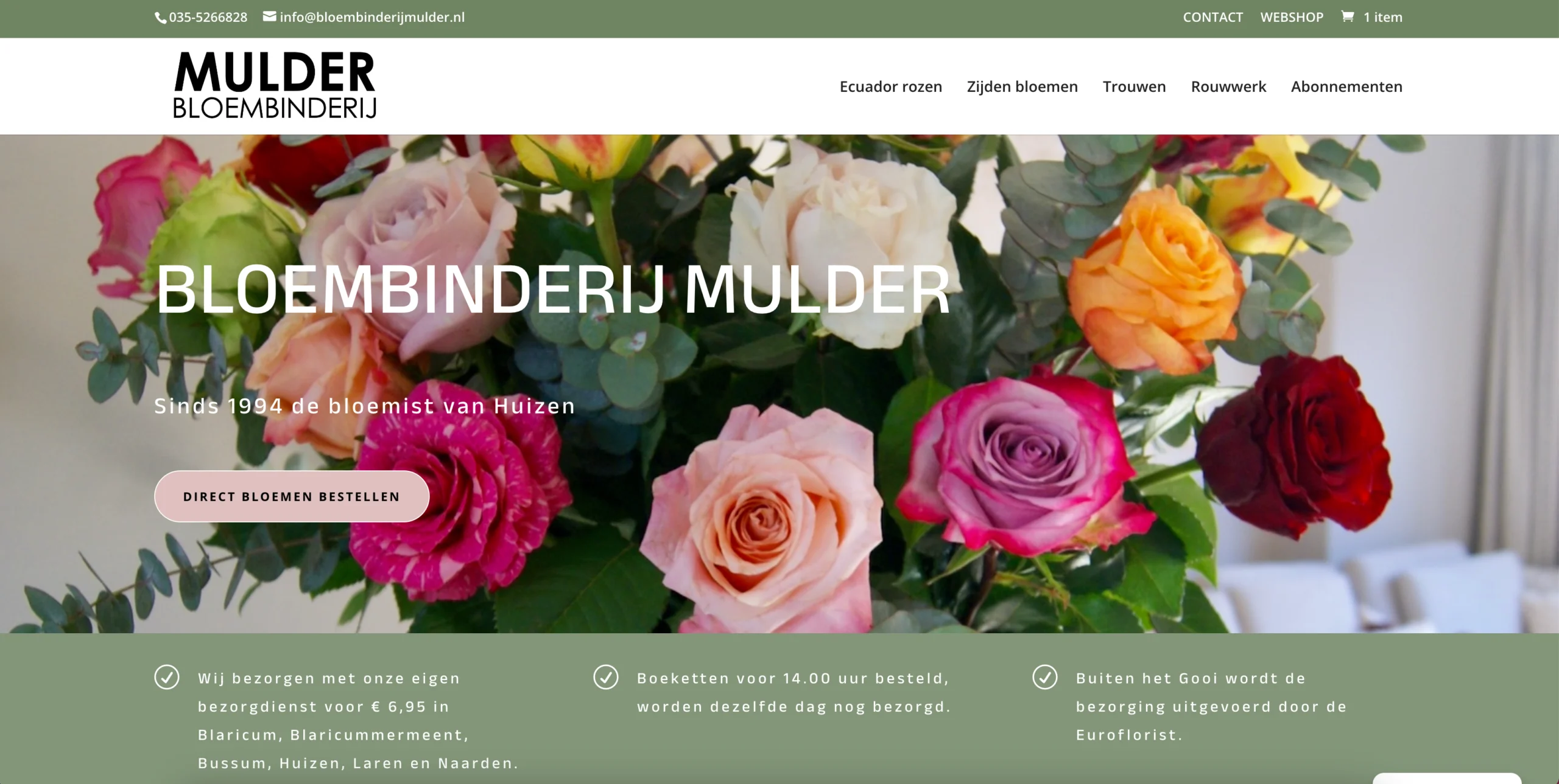 Schermafbeelding website Bloembinderij Mulder