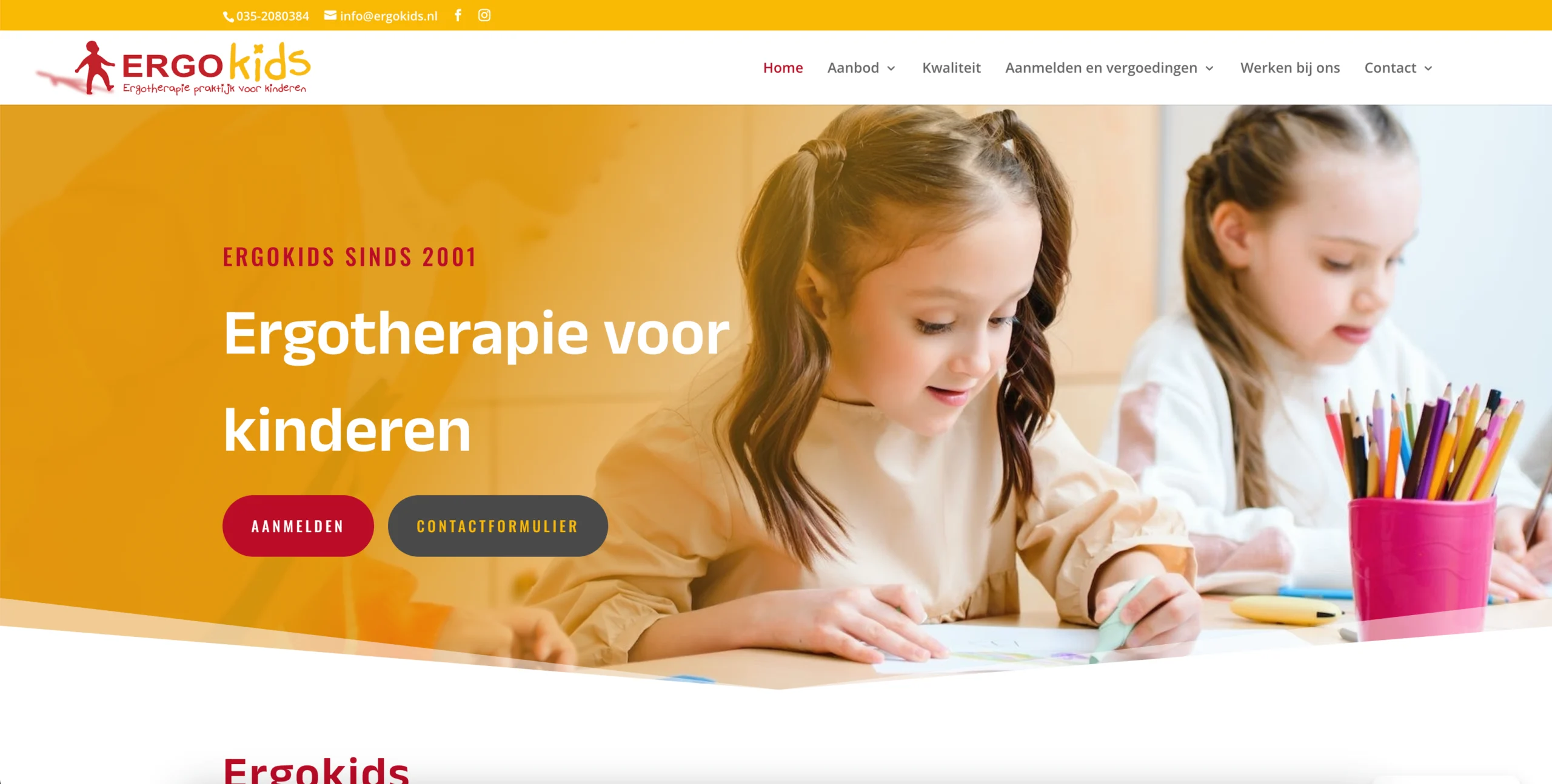 Schermafbeelding website Ergokids