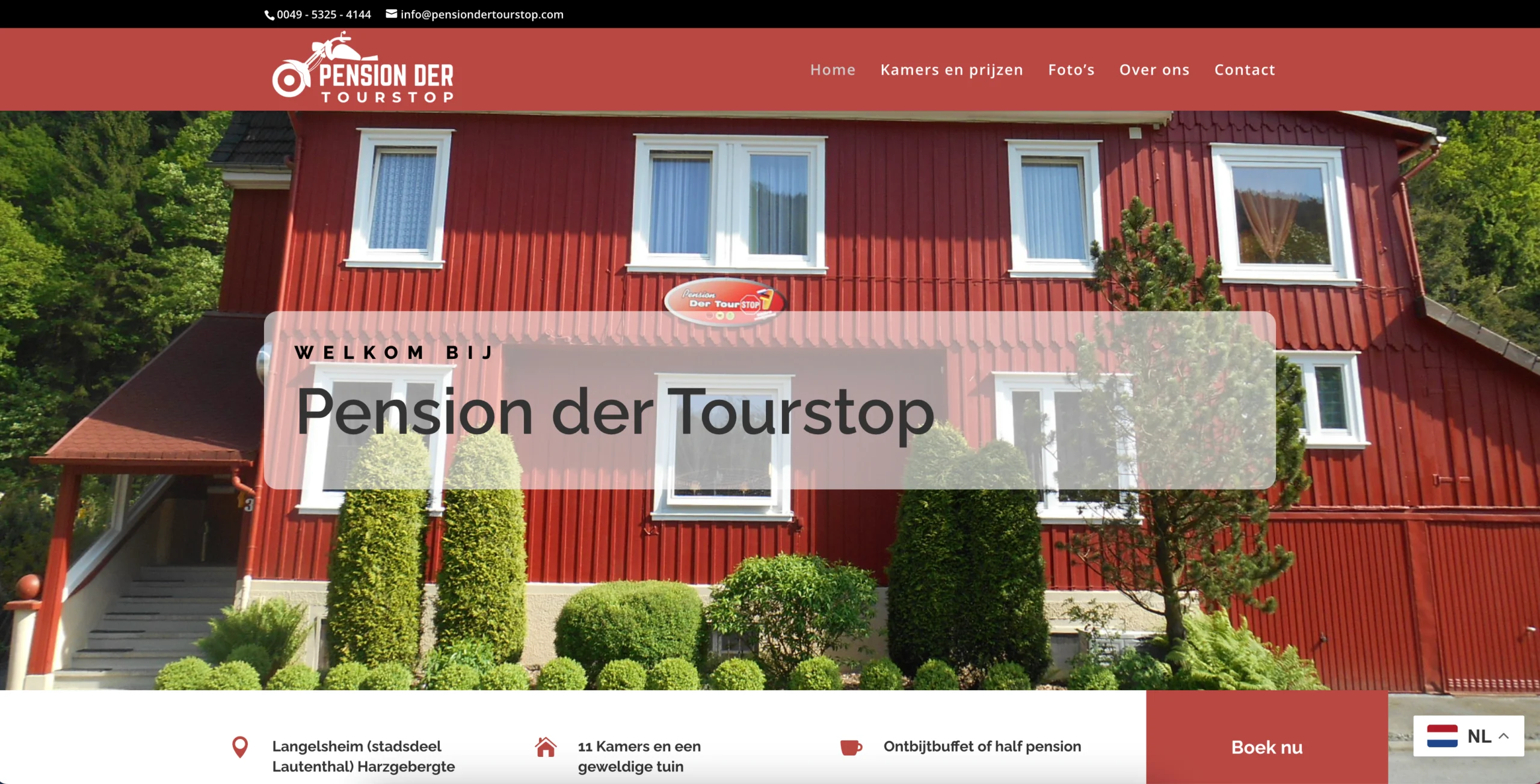 Schermafbeelding website Pension der Tourstop
